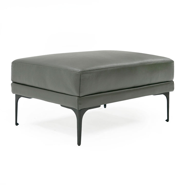 Jacoba - Modern Dark Grey Leather Rectangular Ottoman
