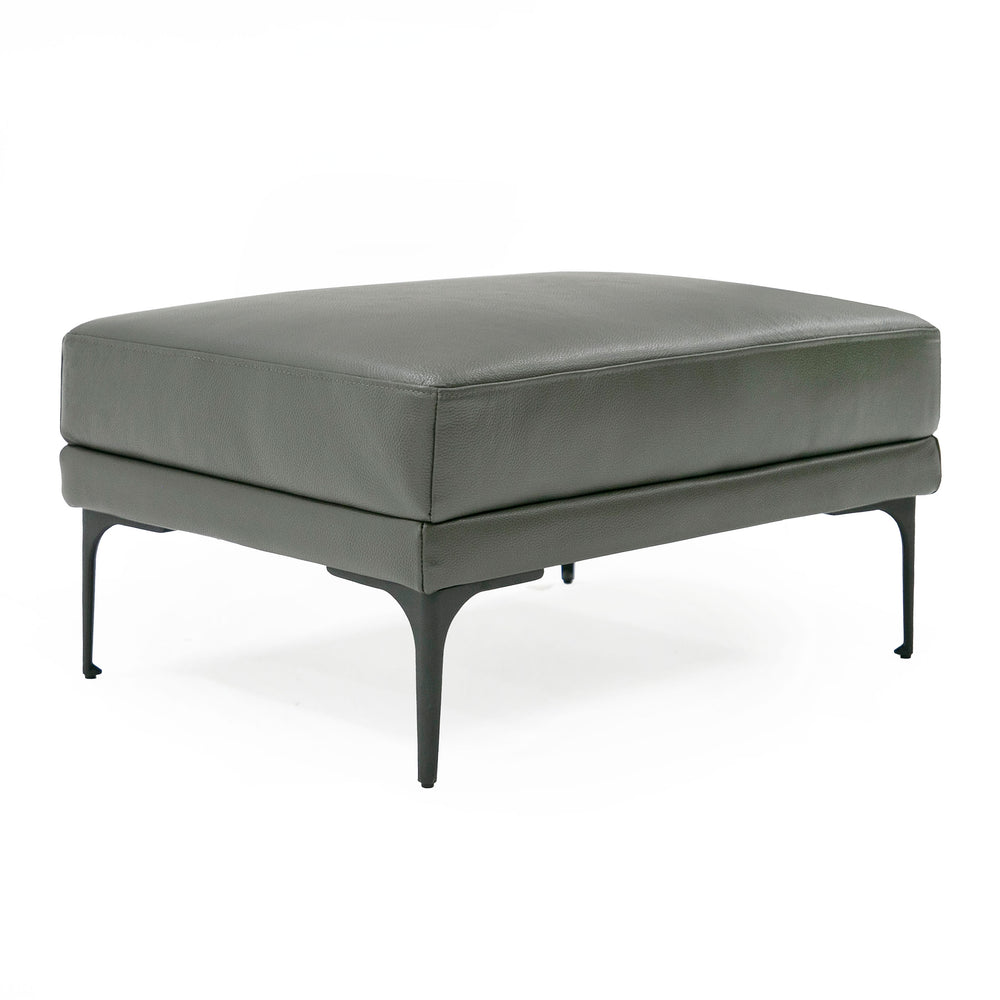 Jacoba - Modern Dark Grey Leather Rectangular Ottoman