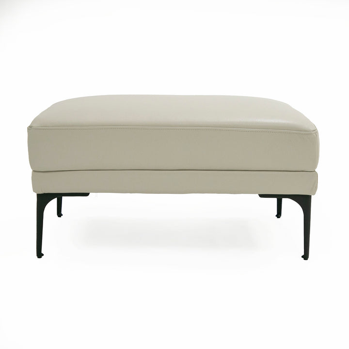 Jacoba - Modern Light Grey Leather Rectangular Ottoman