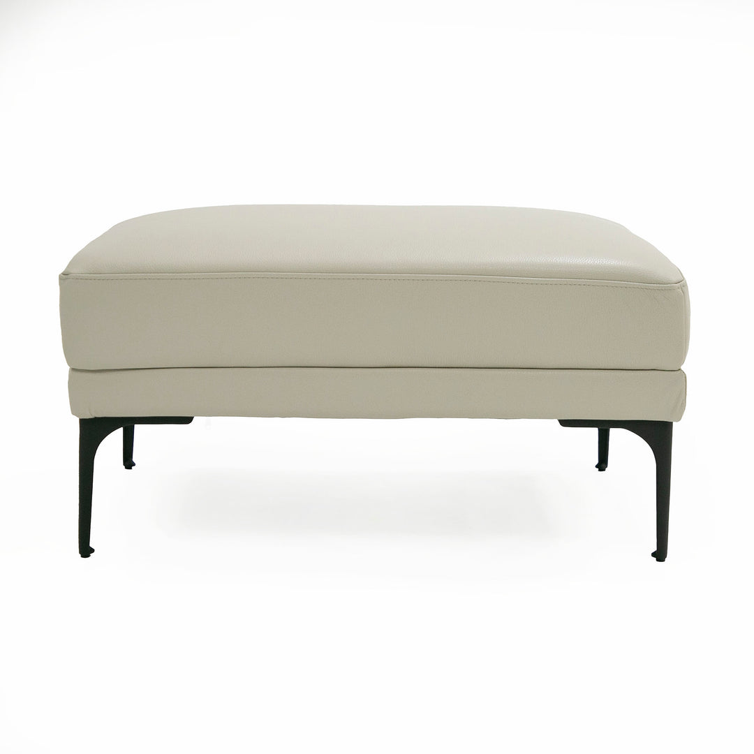 Jacoba - Modern Light Grey Leather Rectangular Ottoman