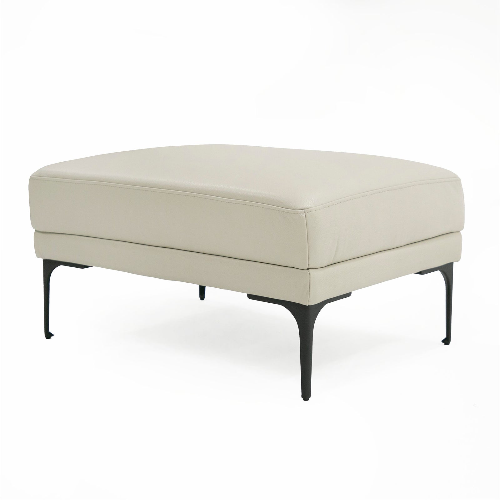 Jacoba - Modern Light Grey Leather Rectangular Ottoman