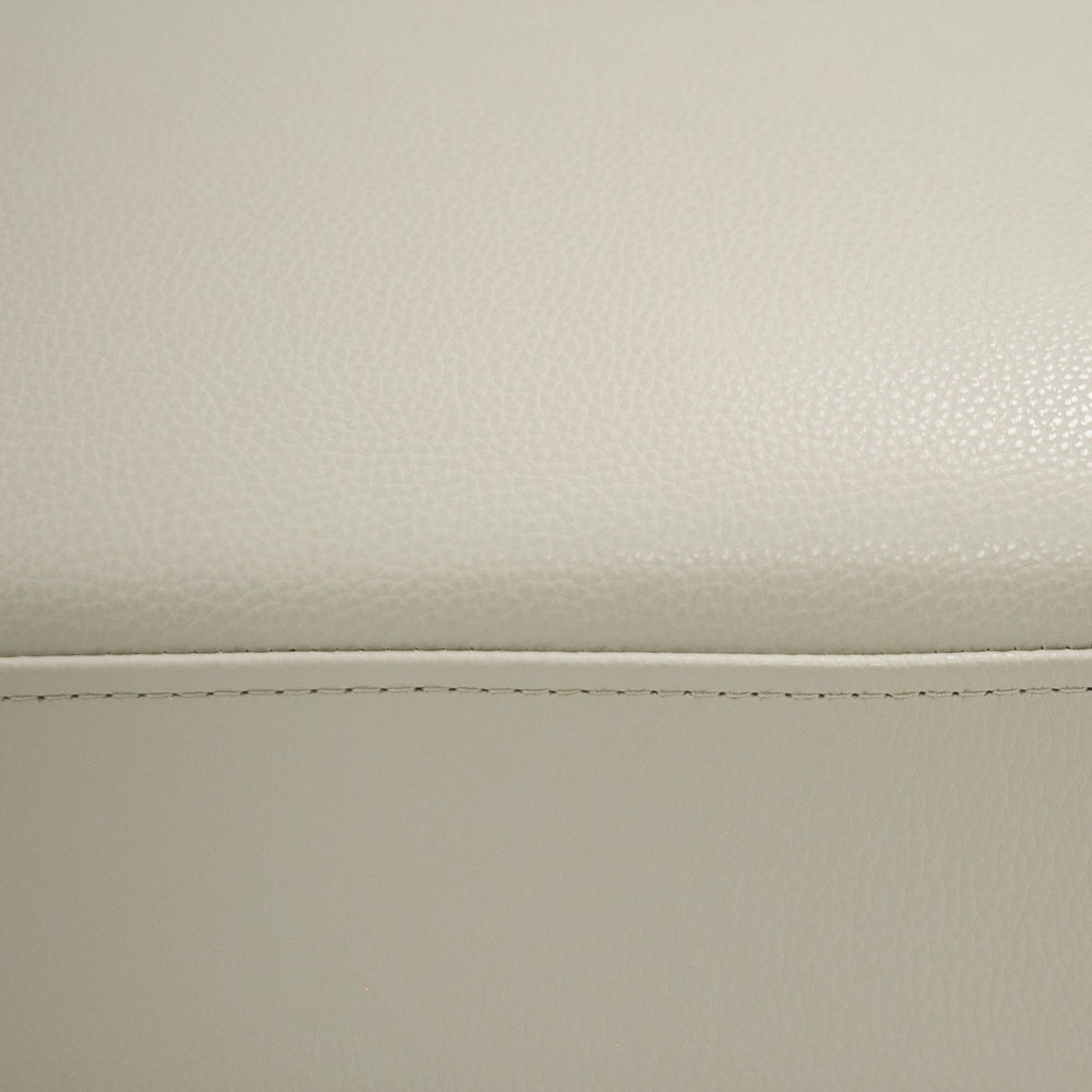 Jacoba - Modern Light Grey Leather Rectangular Ottoman - View 2