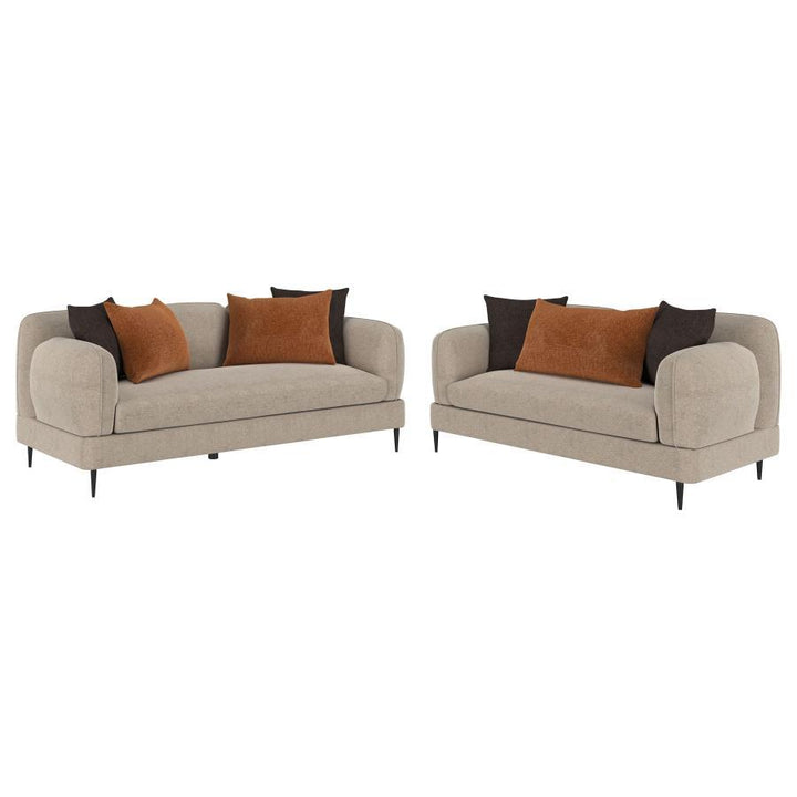 Jade - 2 Piece Chenille Upholstered Sofa Set - Latte Stationary Sofa &amp; Loveseat modern furniture Contempo Furniture