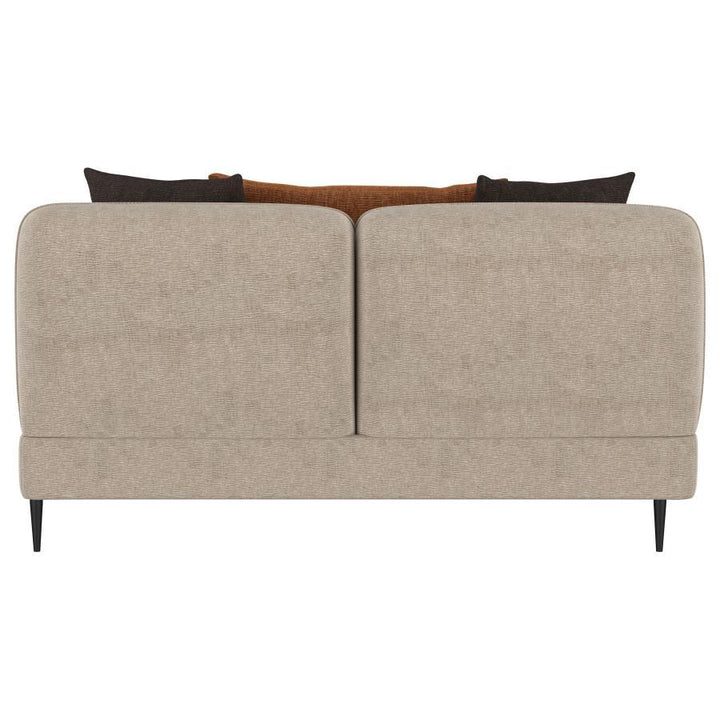 Jade - Chenille Upholstered Sculpted Track Arm Loveseat - Latte Stationary Loveseat modern furniture Contempo Furniture