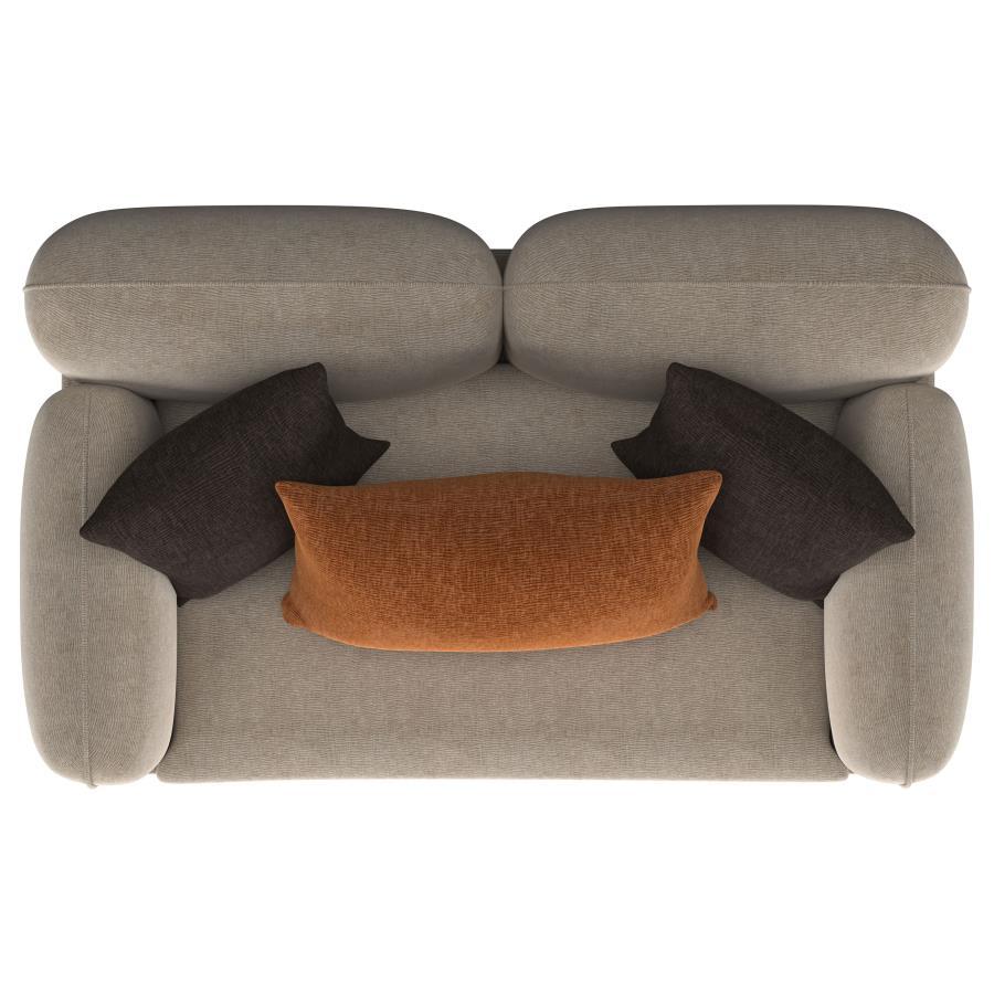 Jade - Chenille Upholstered Sculpted Track Arm Loveseat - Latte Stationary Loveseat modern furniture Contempo Furniture