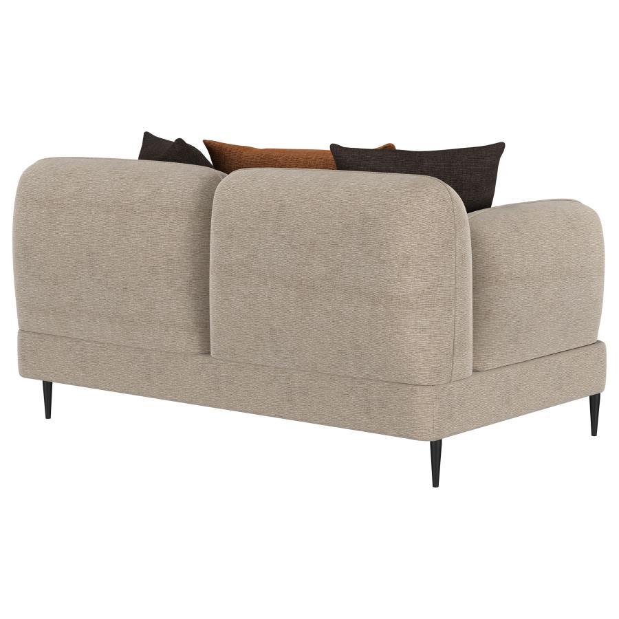 Jade - Chenille Upholstered Sculpted Track Arm Loveseat - Latte Stationary Loveseat modern furniture Contempo Furniture