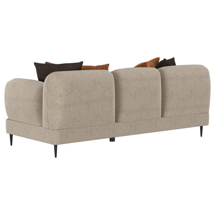 Jade - Chenille Upholstered Sculpted Track Arm Sofa - Latte Stationary Sofa modern furniture Contempo Furniture