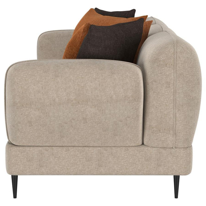 Jade - Chenille Upholstered Sculpted Track Arm Sofa - Latte Stationary Sofa modern furniture Contempo Furniture