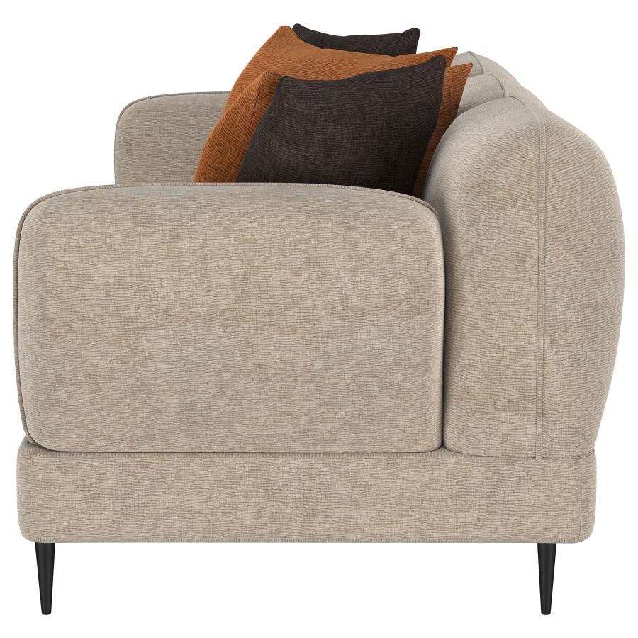 Jade - Chenille Upholstered Sculpted Track Arm Sofa - Latte Stationary Sofa modern furniture Contempo Furniture