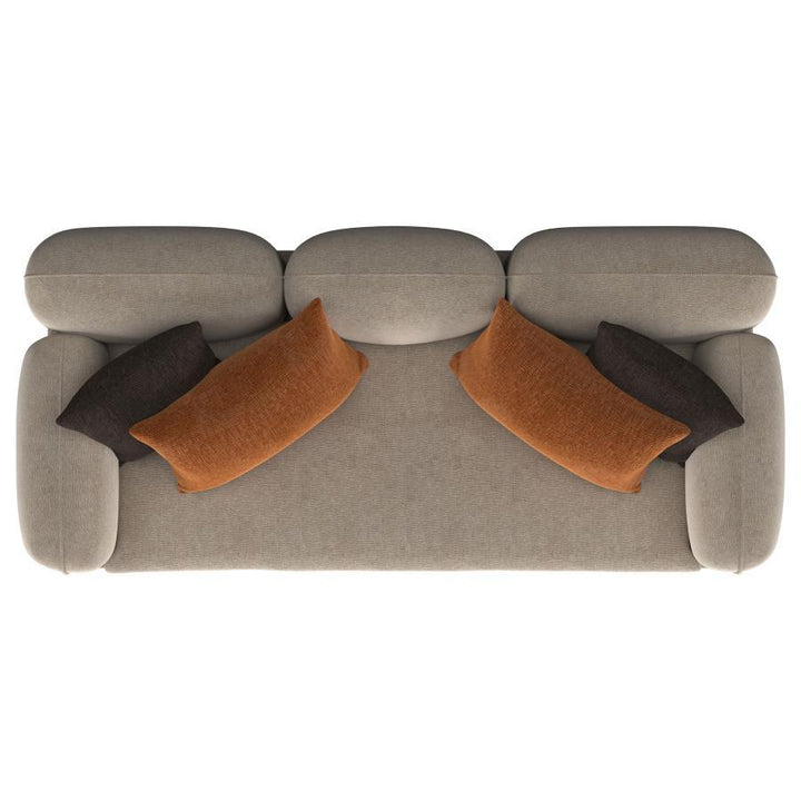 Jade - Chenille Upholstered Sculpted Track Arm Sofa - Latte Stationary Sofa modern furniture Contempo Furniture