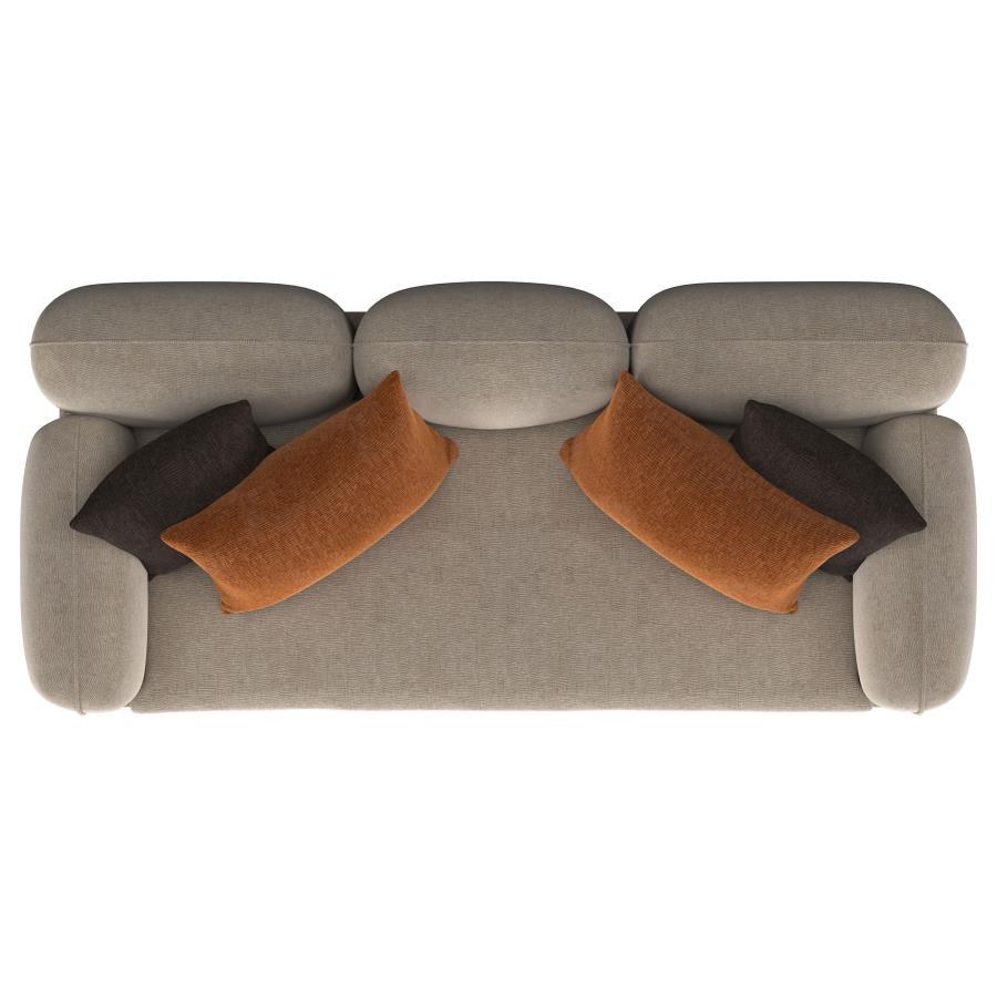 Jade - Chenille Upholstered Sculpted Track Arm Sofa - Latte Stationary Sofa modern furniture Contempo Furniture