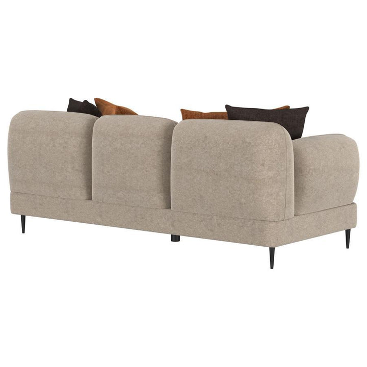 Jade - Chenille Upholstered Sculpted Track Arm Sofa - Latte Stationary Sofa modern furniture Contempo Furniture