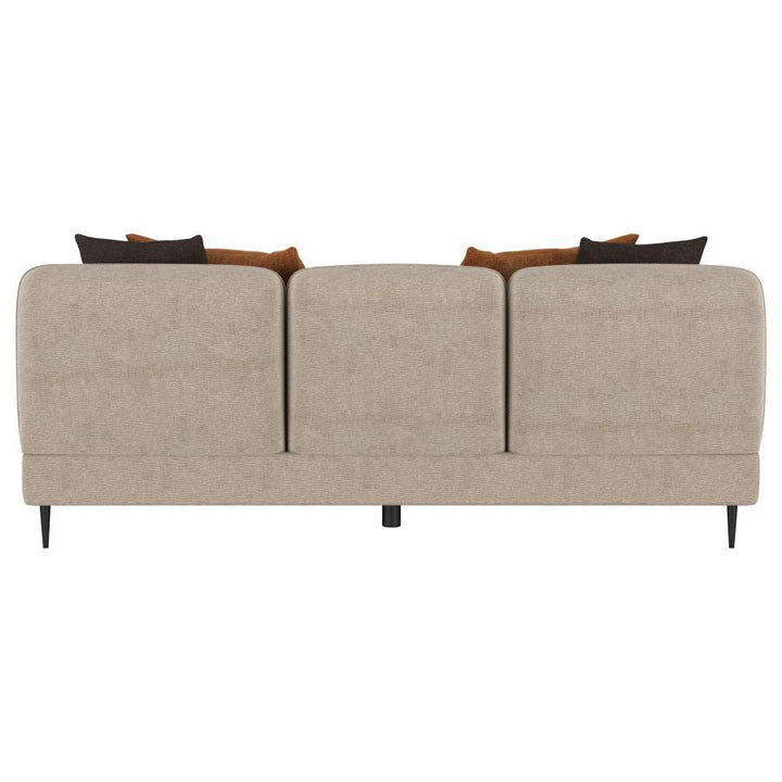 Jade - Chenille Upholstered Sculpted Track Arm Sofa - Latte Stationary Sofa modern furniture Contempo Furniture