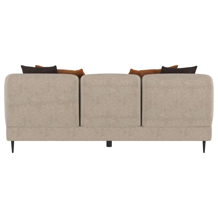 Jade - Chenille Upholstered Sculpted Track Arm Sofa - Latte Stationary Sofa modern furniture Contempo Furniture