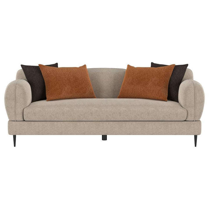 Jade - Chenille Upholstered Sculpted Track Arm Sofa - Latte Stationary Sofa modern furniture Contempo Furniture
