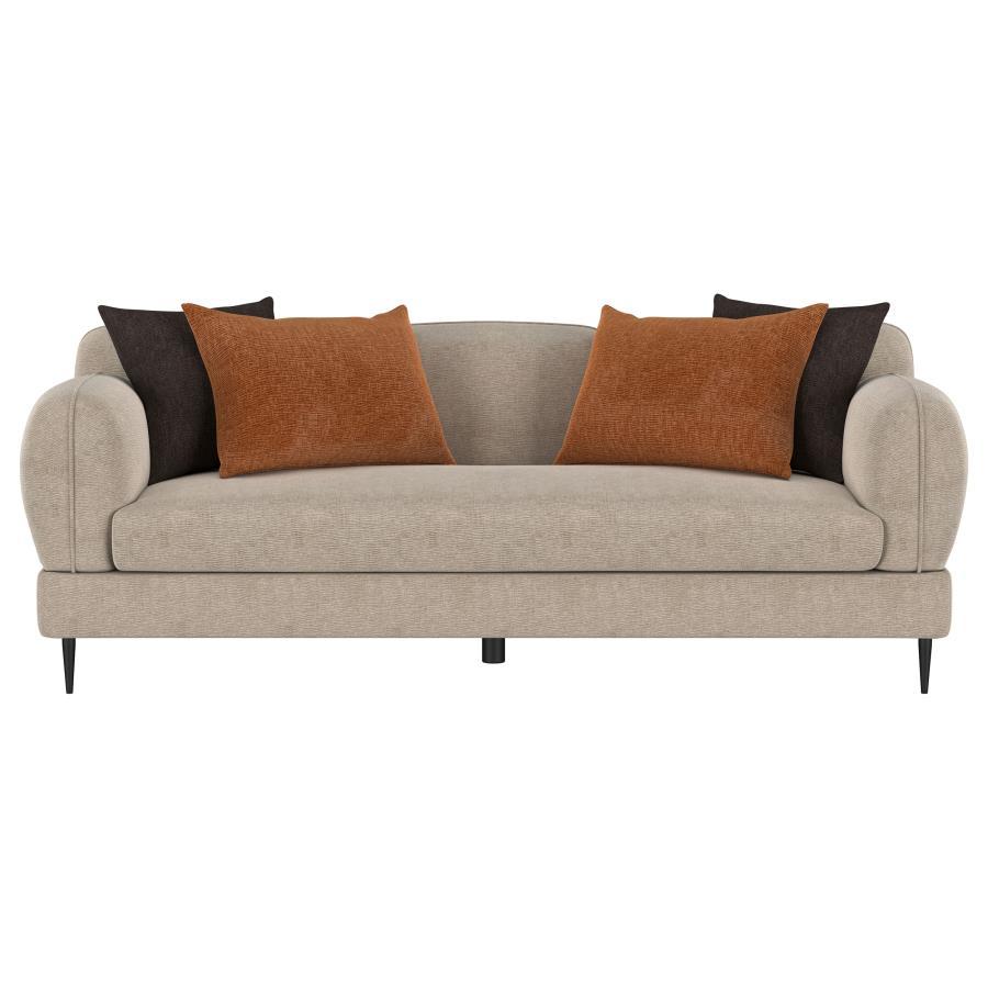 Jade - Chenille Upholstered Sculpted Track Arm Sofa - Latte Stationary Sofa modern furniture Contempo Furniture
