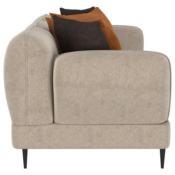 Jade - Chenille Upholstered Sculpted Track Arm Sofa - Latte Stationary Sofa modern furniture Contempo Furniture