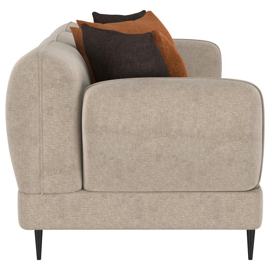 Jade - Chenille Upholstered Sculpted Track Arm Sofa - Latte Stationary Sofa modern furniture Contempo Furniture