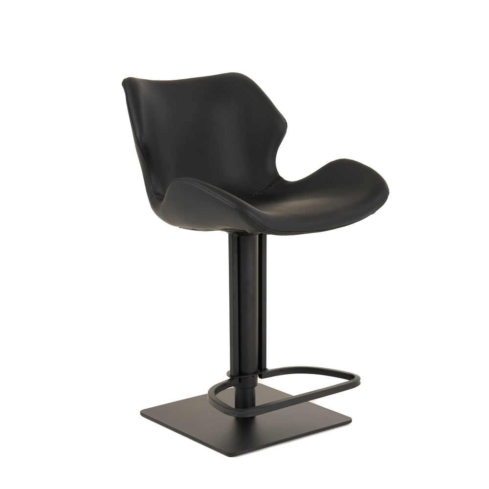 Jaffee - Industrial Black Eco-Leather Adjustable Bar Stool