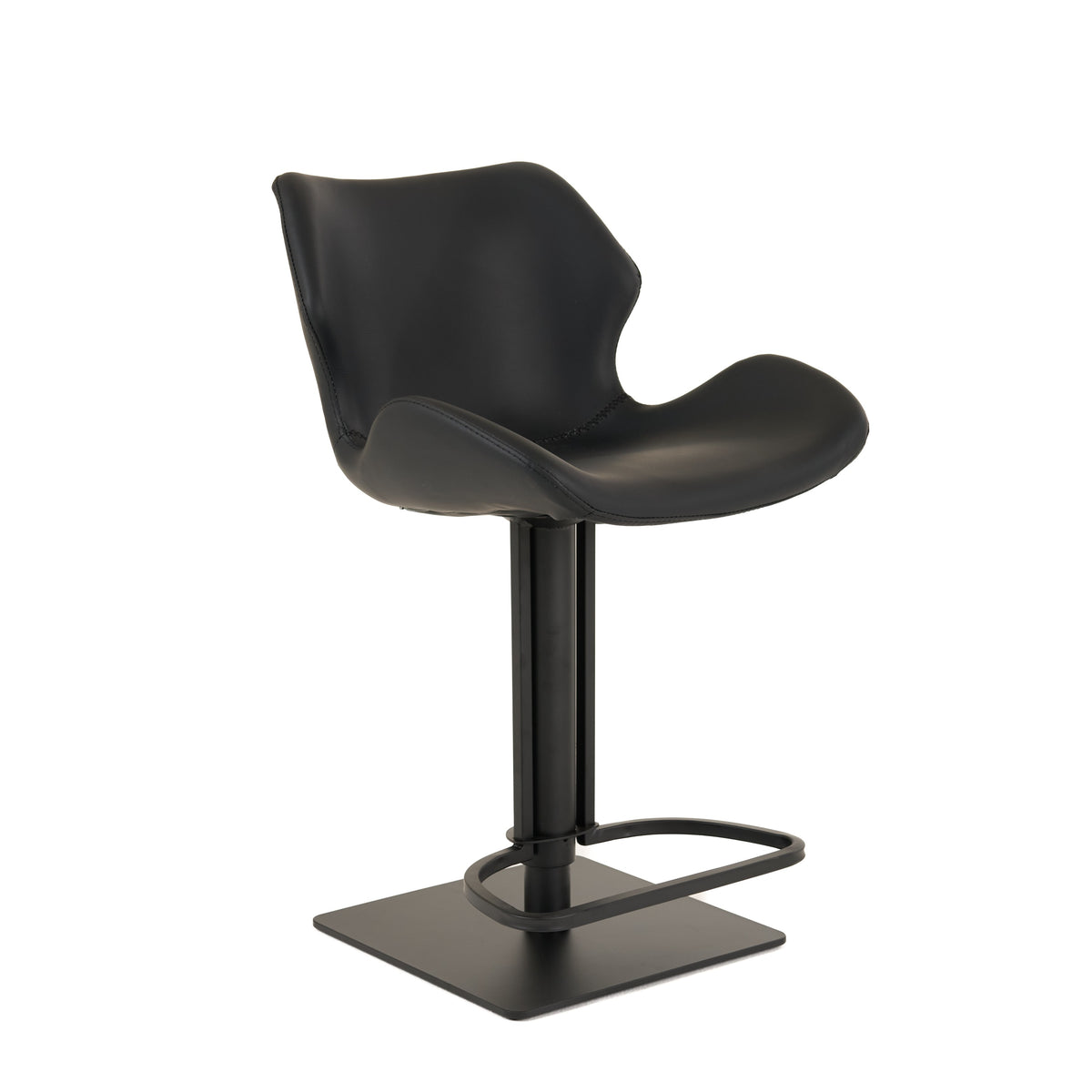 Jaffee - Industrial Black Eco-Leather Adjustable Bar Stool