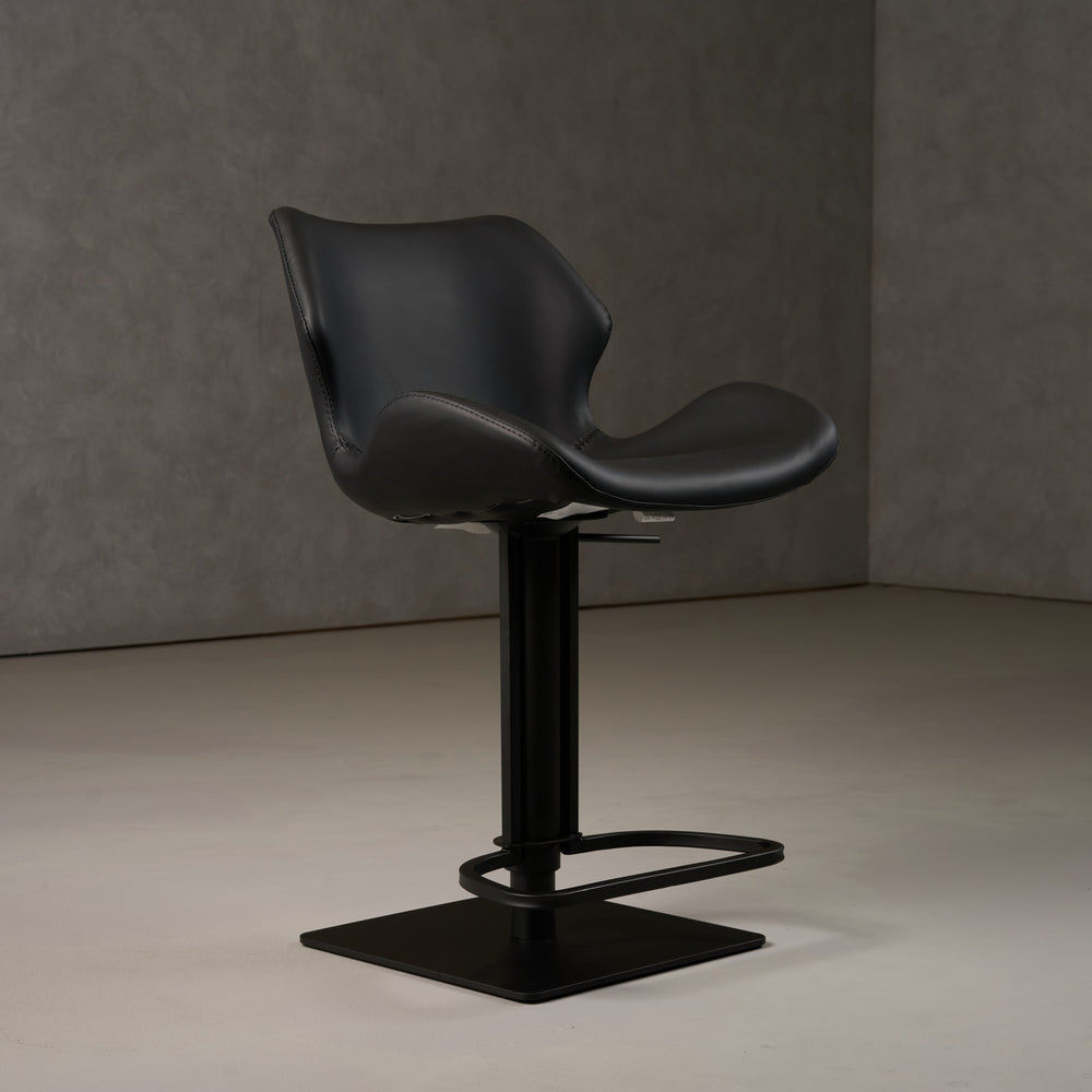 Jaffee - Industrial Black Eco-Leather Adjustable Bar Stool