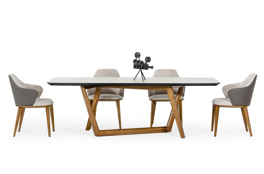 James - Contemporary Walnut & White Dining Table - View 5
