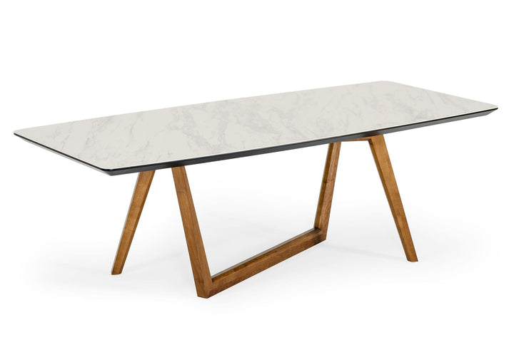 James - Contemporary Walnut &amp; White Dining Table