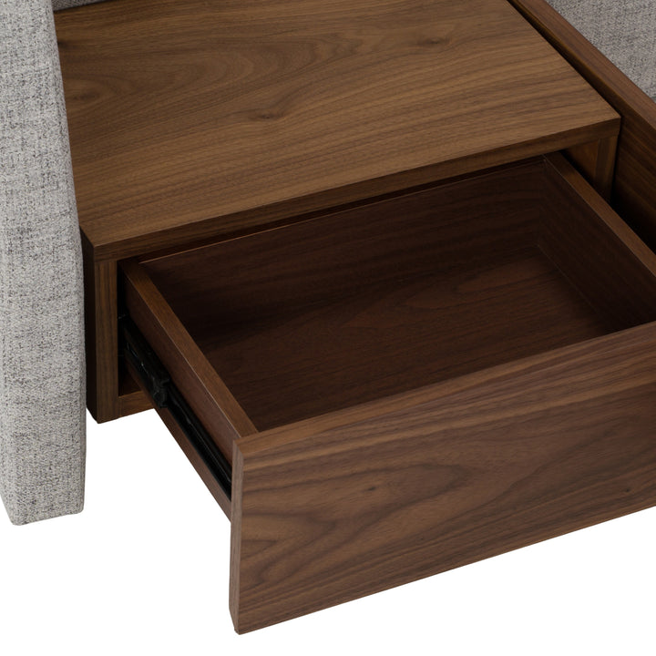Janice - Modern Grey Fabric and Walnut Bed and Nightstands