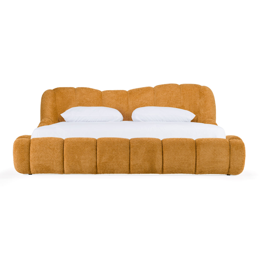 Eastern King Modrest Janine - Modern Camel Fabric Bed