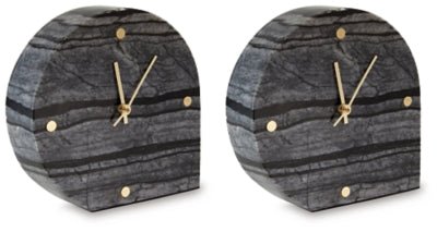 Janmour Table Clock (Set of 2) - Black | Ashley Furniture