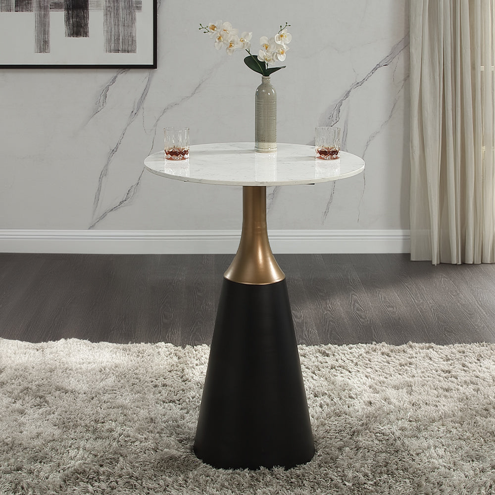 Jaramillo Round Counter Height Table - Engineered Marble Top & Black