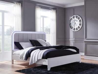 Jarlee King Upholstered Panel Bed - White Panel Bed modern furniture Contempo Furniture