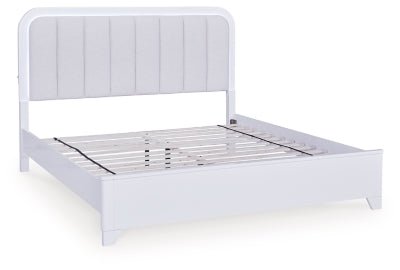 Jarlee King Upholstered Panel Bed - White Panel Bed modern furniture Contempo Furniture