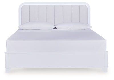 Jarlee King Upholstered Panel Bed - White Panel Bed modern furniture Contempo Furniture