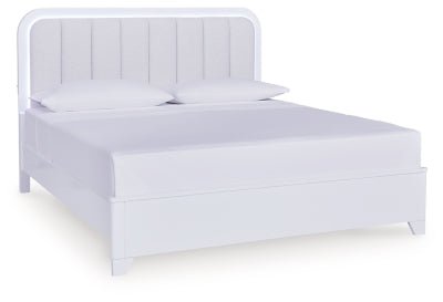Jarlee King Upholstered Panel Bed - White | Ashley Furniture