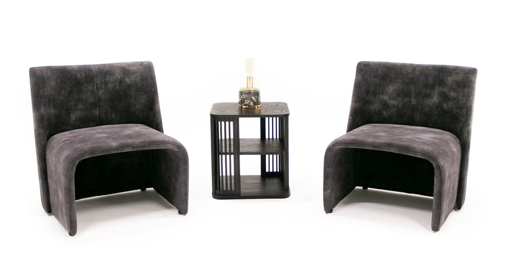 Modern Jarvis Accent Dark Grey Fabric Chair - View 2