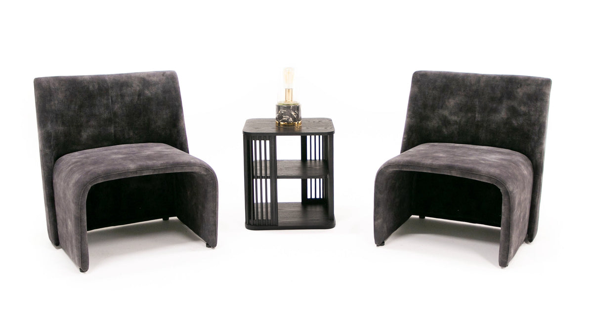 Modern Jarvis Accent Dark Grey Fabric Chair - View 2