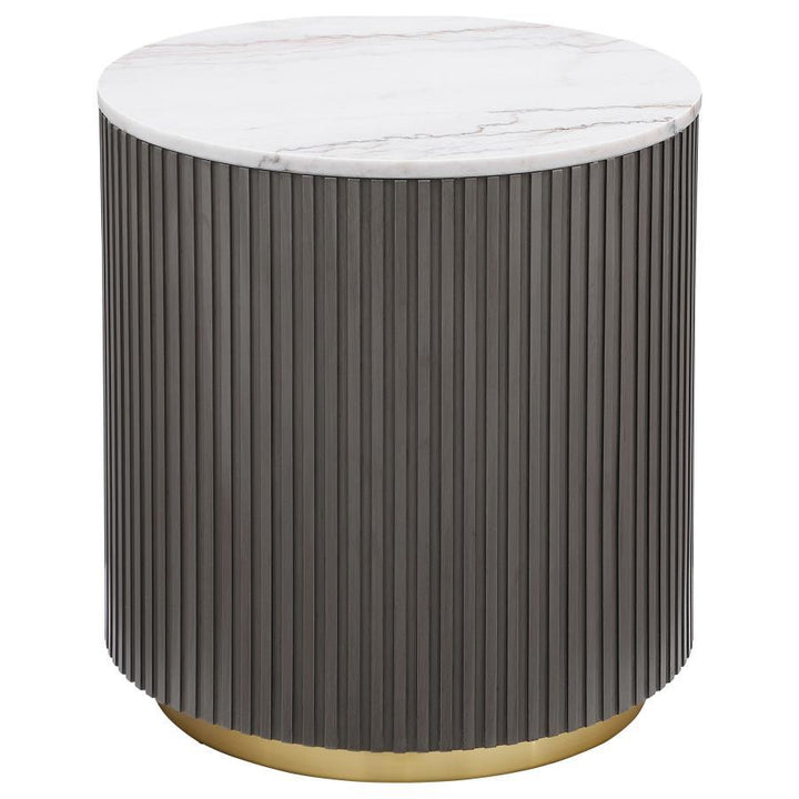 Jason - 2 Piece Round Marble Coffee And End Table Set - White Table Set modern furniture Contempo Furniture