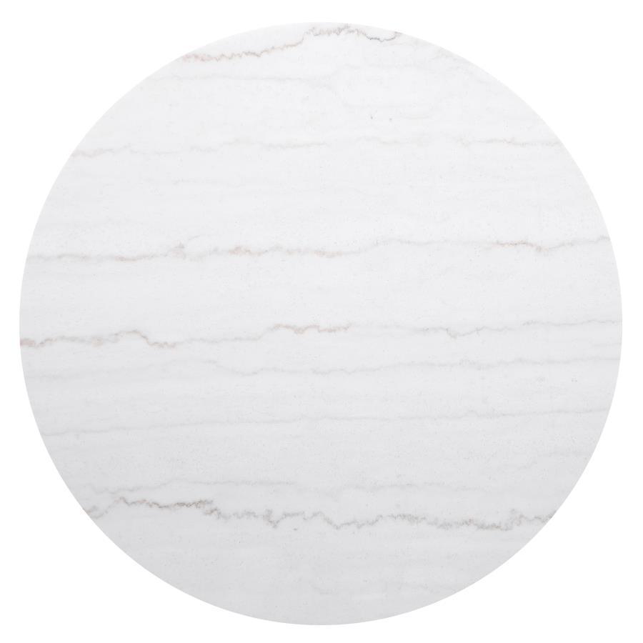 Jason - Round Marble Top Coffee Table - White And Charcoal Coffee Table modern furniture Contempo Furniture