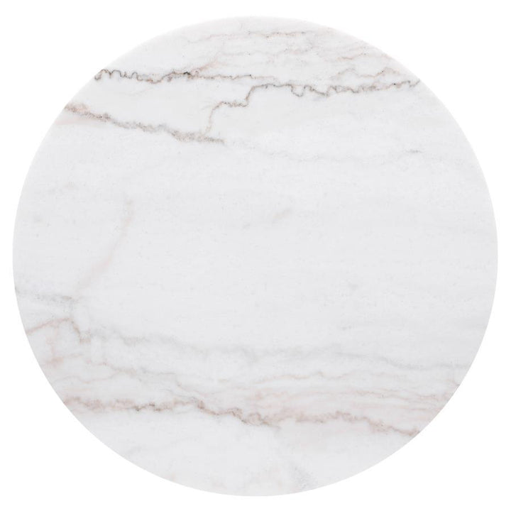 Jason - Round Marble Top Side End Table - White And Charcoal End Table modern furniture Contempo Furniture