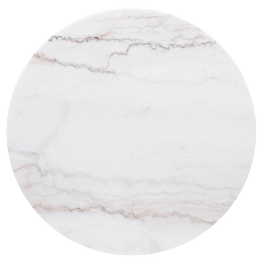 Jason - Round Marble Top Side End Table - White And Charcoal End Table modern furniture Contempo Furniture