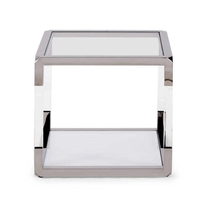 Jasper End Table in Acrylic/White Glass/PSS End Table modern furniture Contempo Furniture