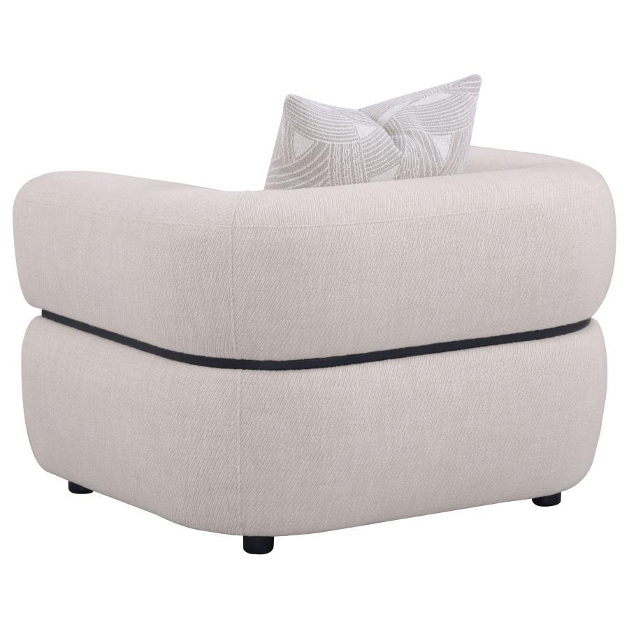 Jeanette - 3 Piece Fabric Upholstered Round Arm Sofa Set - Beige 3 - Piece Living Room Set modern furniture Contempo Furniture