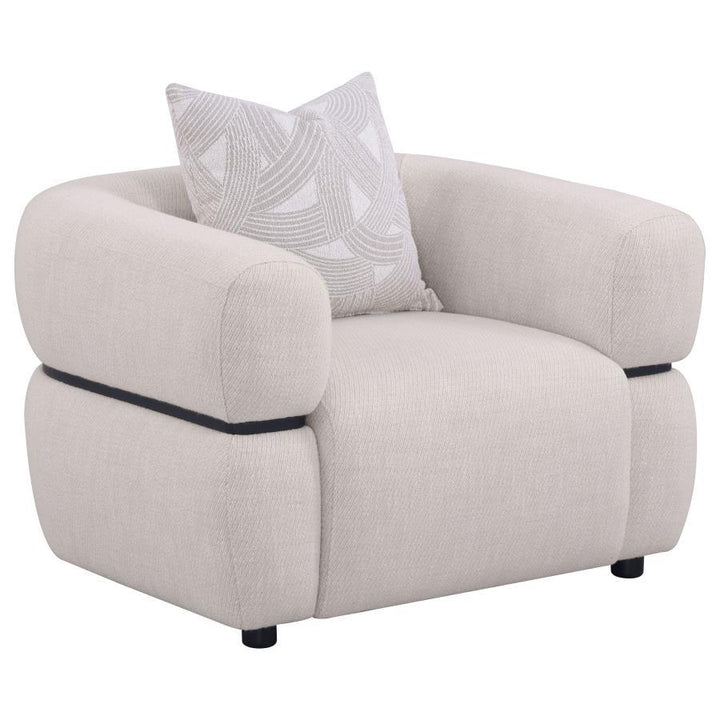 Jeanette - 3 Piece Fabric Upholstered Round Arm Sofa Set - Beige 3 - Piece Living Room Set modern furniture Contempo Furniture