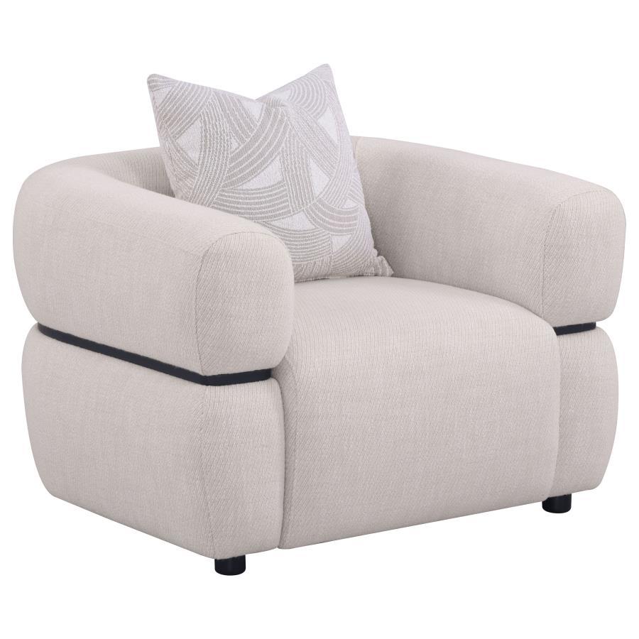 Jeanette - 3 Piece Fabric Upholstered Round Arm Sofa Set - Beige 3 - Piece Living Room Set modern furniture Contempo Furniture