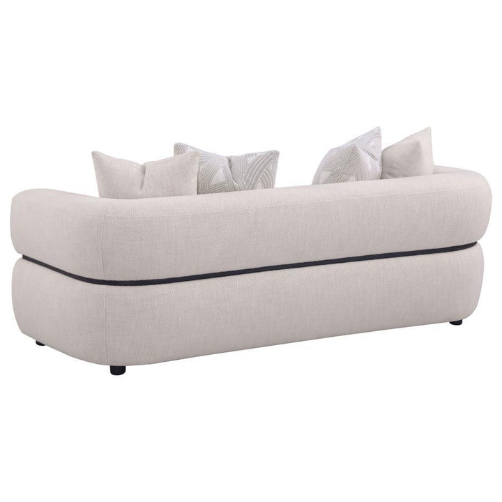 Jeanette - 3 Piece Fabric Upholstered Round Arm Sofa Set - Beige 3 - Piece Living Room Set modern furniture Contempo Furniture