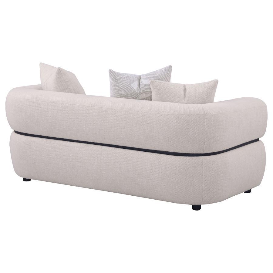 Jeanette - 73" Fabric Upholstered Round Arm Loveseat - Beige Stationary Loveseat modern furniture Contempo Furniture