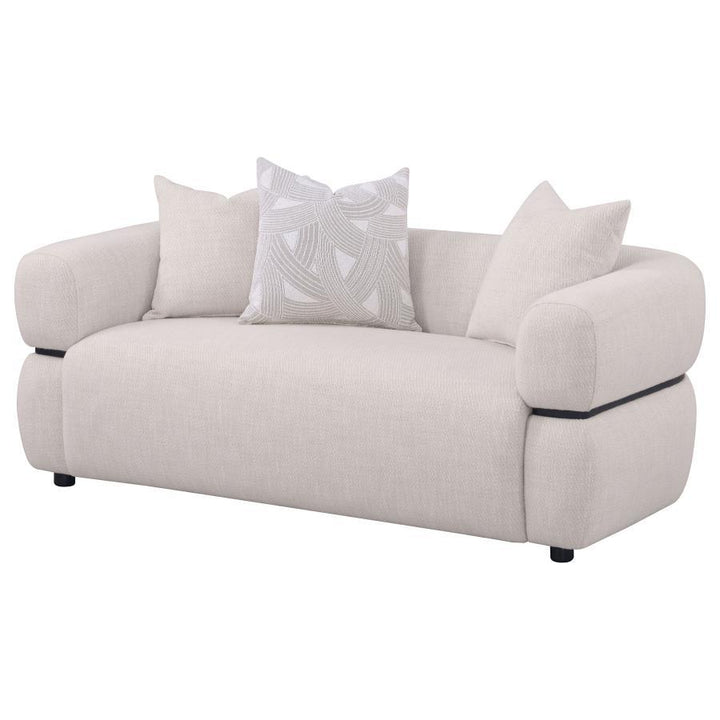 Jeanette - 73" Fabric Upholstered Round Arm Loveseat - Beige Stationary Loveseat modern furniture Contempo Furniture