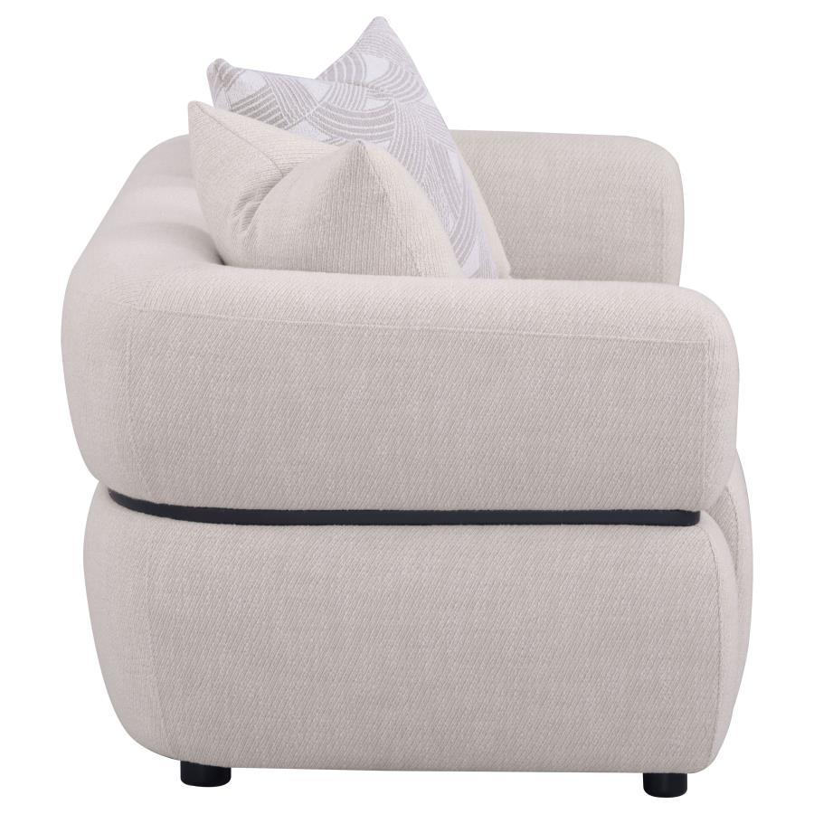 Jeanette - 73" Fabric Upholstered Round Arm Loveseat - Beige Stationary Loveseat modern furniture Contempo Furniture