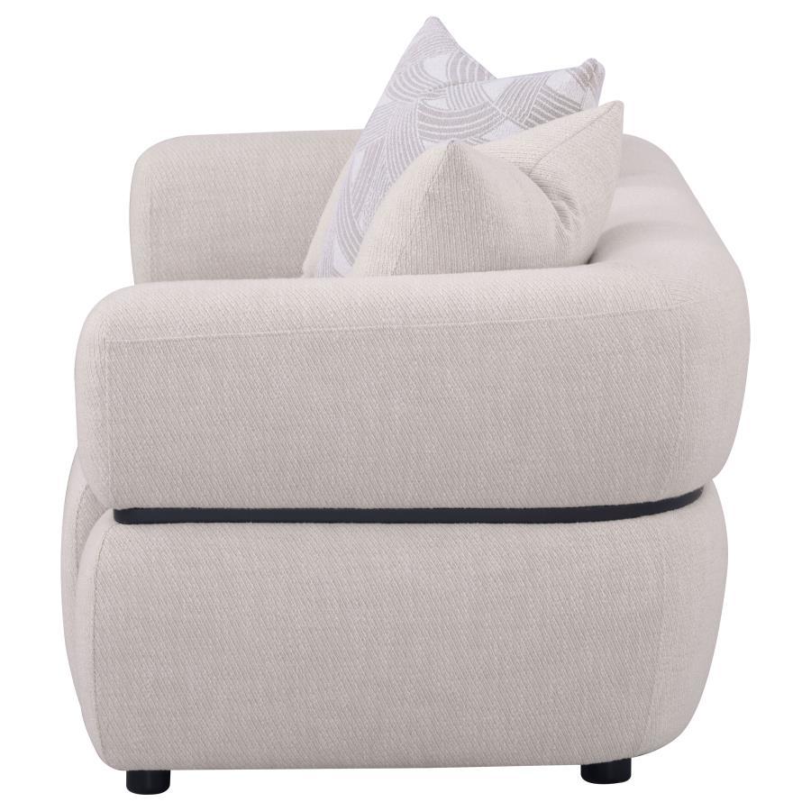 Jeanette - 73" Fabric Upholstered Round Arm Loveseat - Beige Stationary Loveseat modern furniture Contempo Furniture
